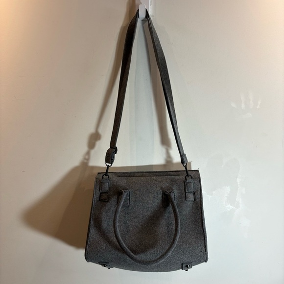 HANDBAG CROSSBODY Made of Felt with A Metal Clasp Birkin Style No Brand NWOT - Picture 2 of 11